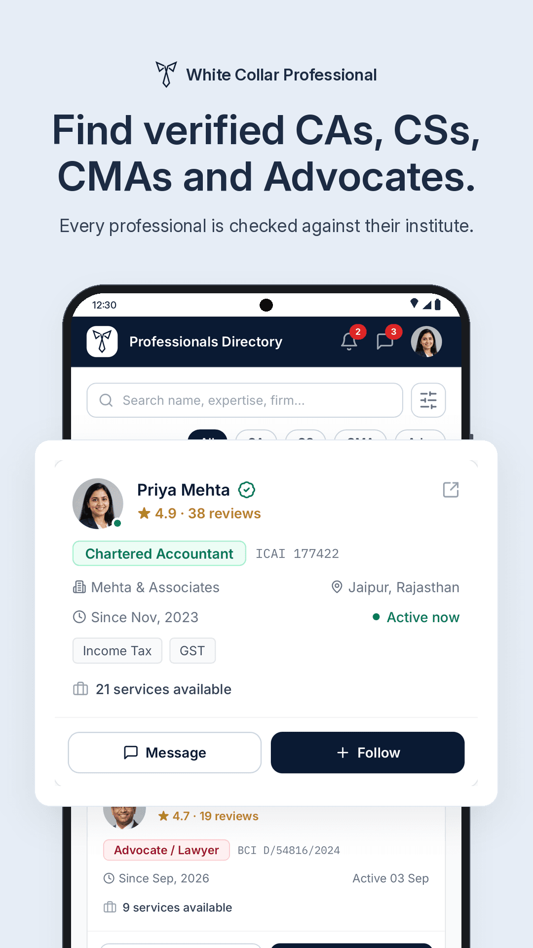 White Collar Professional mobile app preview 1 of 7